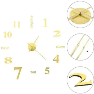 3D Nástenné hodiny s moderným dizajnom 100 cm XXL zlaté