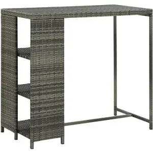 Barový stolík s úložným regálom sivý 120 × 60 × 110 cm polyratan
