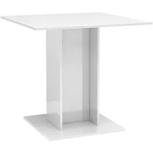 Jedálenský stôl biely s vysokým leskom 80 × 80 × 75 cm, drevotrieska