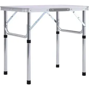 Skladací kempingový stôl biely hliník 60 × 45 cm