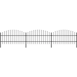 Záhradný plot s hrotmi oceľ (0,75 – 1) × 5,1 m čierny 277714