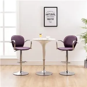 Barové stoličky s podrúčkami 2 ks fialové umelá koža