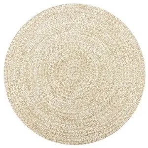 Ručne vyrábaný koberec juta biely a prírodný 90 cm