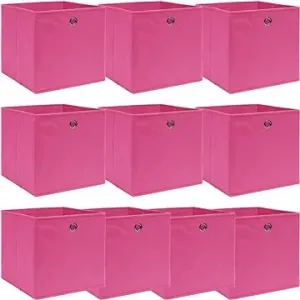 Úložné boxy 10 ks ružové 32 × 32 × 32 cm textil