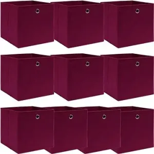 Úložné boxy 10 ks tmavočervené 32 × 32 × 32 cm textil
