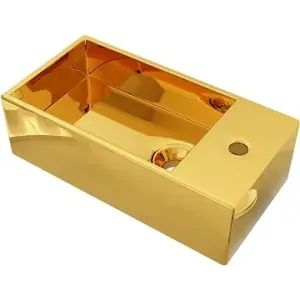 Umývadlo s prepadom zlaté 49 × 25 × 15 cm keramika