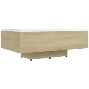 Konferenčný stolík biely a dub sonoma 85 × 55 × 31cm drevotrieska