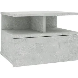 Nástenný nočný stolík betónovosivý, 40 × 31 × 27 cm, drevotrieska