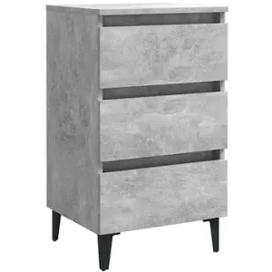 Nočný stolík s kovovými nohami betónovo sivý 40 × 35 × 69 cm