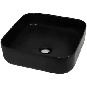 Keramické umývadlo štvorcové čierne 38 × 38 × 13,5 cm