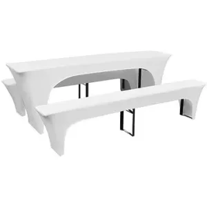 3 strečové biele poťahy na pivný stôl a lavice 220 x 50 x 80 cm