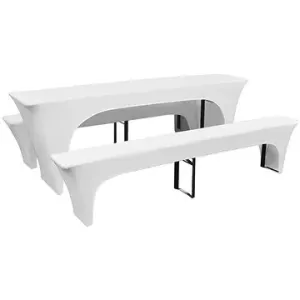 3 strečové biele poťahy na pivný stôl a lavice 220 x 70 x 80 cm