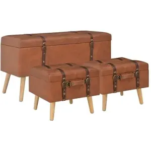 Stoličky s úložným priestorom, 3 ks, bronzové, umelá koža