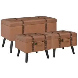 Stoličky s úložným priestorom 3 ks hnedé umelá koža