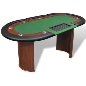 Stôl na poker pre 10 hráčov, zóna pre dílera + držiak na žetóny, zelený 80133