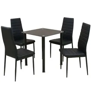 Päťdielna jedálenská súprava stola a stoličky čierna