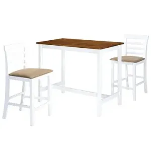 Barový stôl a stolička sada 3 kusy masívne drevo hnedo-biele 275233