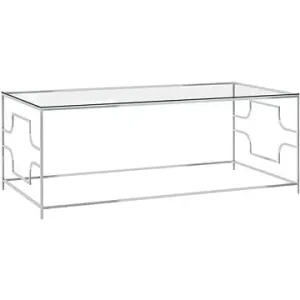 SHUMEE Konferenčný stolík strieborný 120 × 60 × 45 cm nerezová oceľ a sklo, 289029