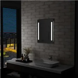 Kúpeľňové nástenné zrkadlo s LED svetlom a policou 50 × 70 cm
