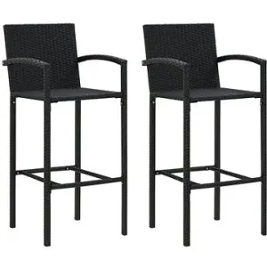 Barové stoličky 2 ks čierne polyratan, 313452