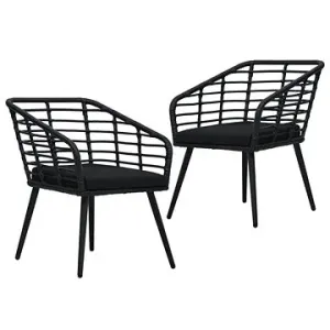 Záhradné stoličky s poduškami 2 ks polyratan čierne 48578