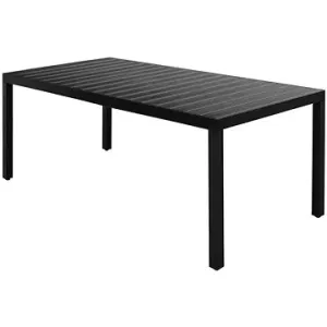 Záhradný stôl čierny 185 × 90 × 74 cm hliník a WPC