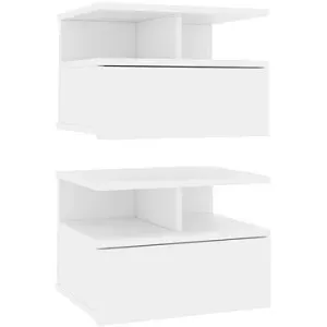 Nástenné nočné stolíky 2 ks biele 40 × 31 × 27 cm drevotrieska