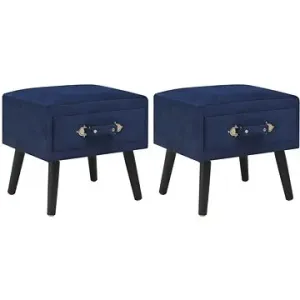 Nočné stolíky 2 ks modré 40 × 35 × 40 cm zamat
