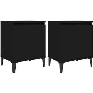 Nočné stolíky s kovovými nohami 2 ks čierne 40 × 30 × 50 cm