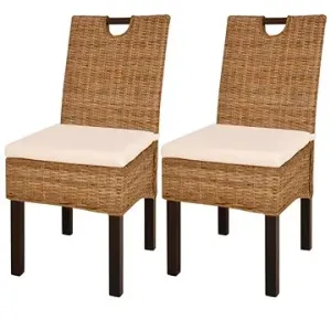 Jedálenské stoličky 2 ks ratan kubu a mangovníkové drevo