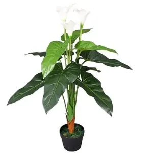 Umelá rastlina kala s kvetináčom 85 cm biela