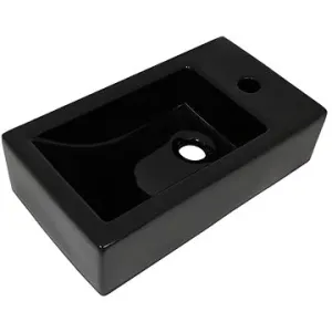 Umývadlo, otvor na batériu, obdĺžnik keramika čierne 46 × 25,5 × 12 cm