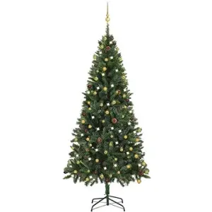Umelý vianočný stromček s LED diódami a sadou gúľ zelený 210 cm