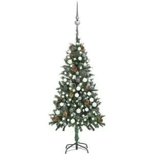 Umelý vianočný stromček s LED sadou gúľ a šiškami 150 cm #8705600
