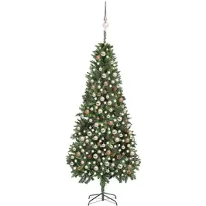 Umelý vianočný stromček s LED sadou gúľ a šiškami 210 cm #8705485