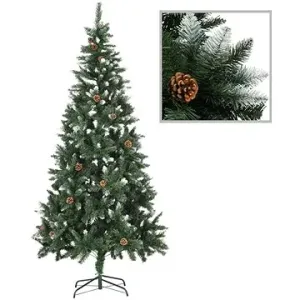 Umelý vianočný stromček so šiškami a bielymi trblietkami 210 cm 284319