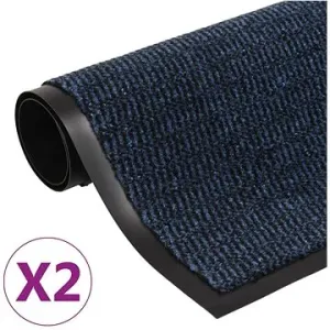Protiprachové obdĺžnikové rohožky, 2 ks, všívané, 90 × 150 cm, modré 3051616
