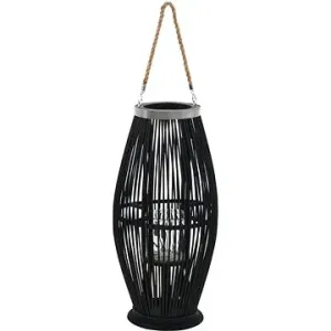 Závesný lampáš na sviečku bambus 60 cm čierny
