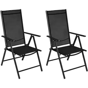 Skladacia záhradná stolička 2 ks hliník a textilen čierna 41730