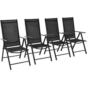 Skladacie záhradné stoličky 4 ks hliník a textil čierne 41731