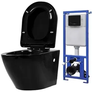 Závesná toaleta s podomietkovou nádržkou keramická čierna 3054478