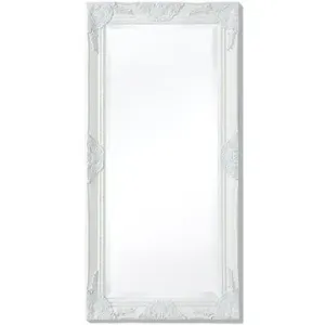 Nástenné zrkadlo barokový štýl 100 × 50 cm biele
