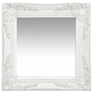 Nástenné zrkadlo barokový štýl 40 × 40 cm biele