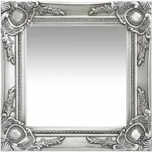 Nástenné zrkadlo barokový štýl 40 × 40 cm strieborné