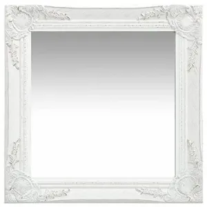 Nástenné zrkadlo barokový štýl 50 × 50 cm biele