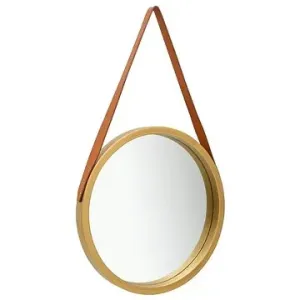 Nástenné zrkadlo s popruhom 50 cm zlaté