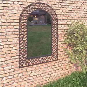 Záhradné nástenné zrkadlo s oblúkom 50 × 80 cm čierne