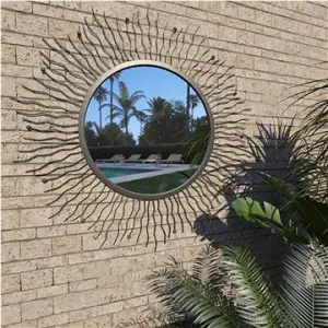 Záhradné nástenné zrkadlo Žiariace slnko 80 cm čierne