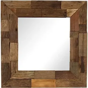 Zrkadlo masívne recyklované drevo 50 x 50 cm