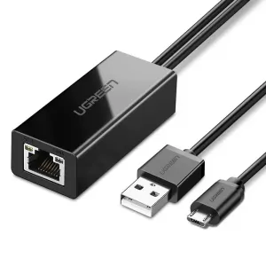 UGREEN 30985 Chromecast Ethernet Adapter Micro USB to RJ45 (black)